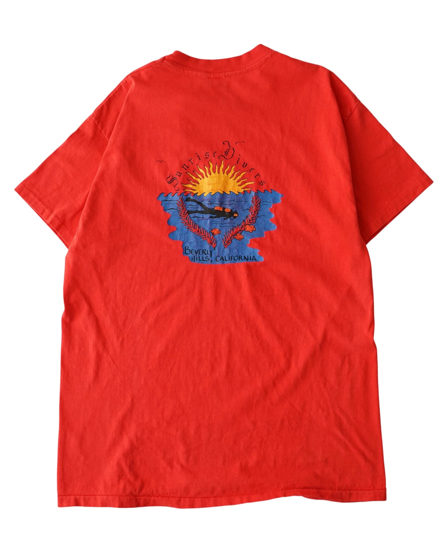 90s Sunrise diver back print tee