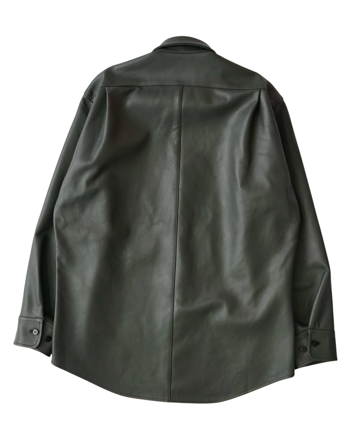 Cale- Lamb Leather Shirt Jacket- Green