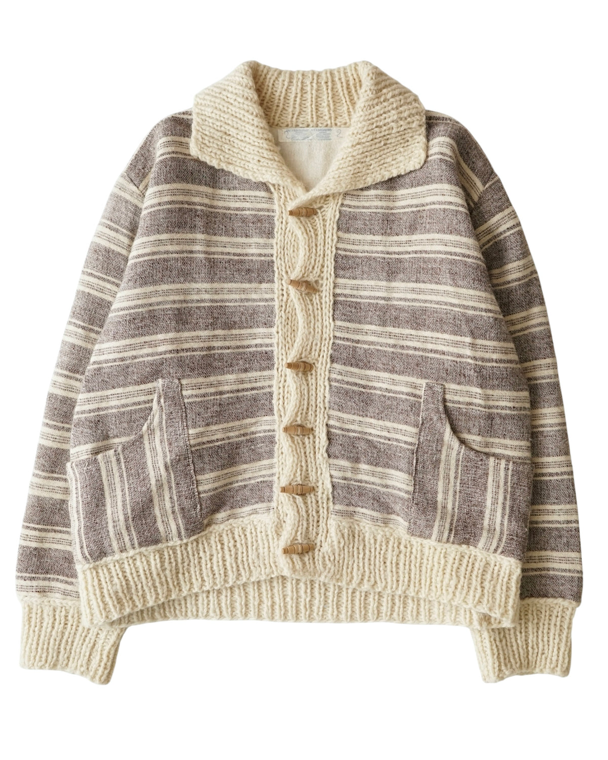 70s ALEX KONTARINIS Handwoven Wool Toggle Jacket